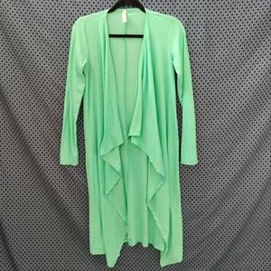 Hot luxy Couture - Long sleeve bright teal long flowy ribbed cardigan. Size- XL